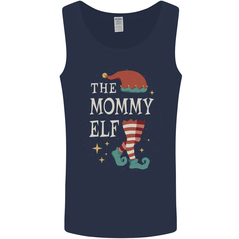 The Mommy Elf Funny Christmas Xmas Mens Vest Tank Top Navy Blue