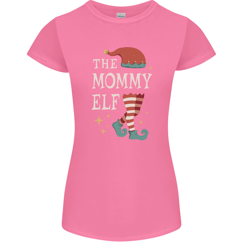 The Mommy Elf Funny Christmas Xmas Womens Petite Cut T-Shirt Azalea