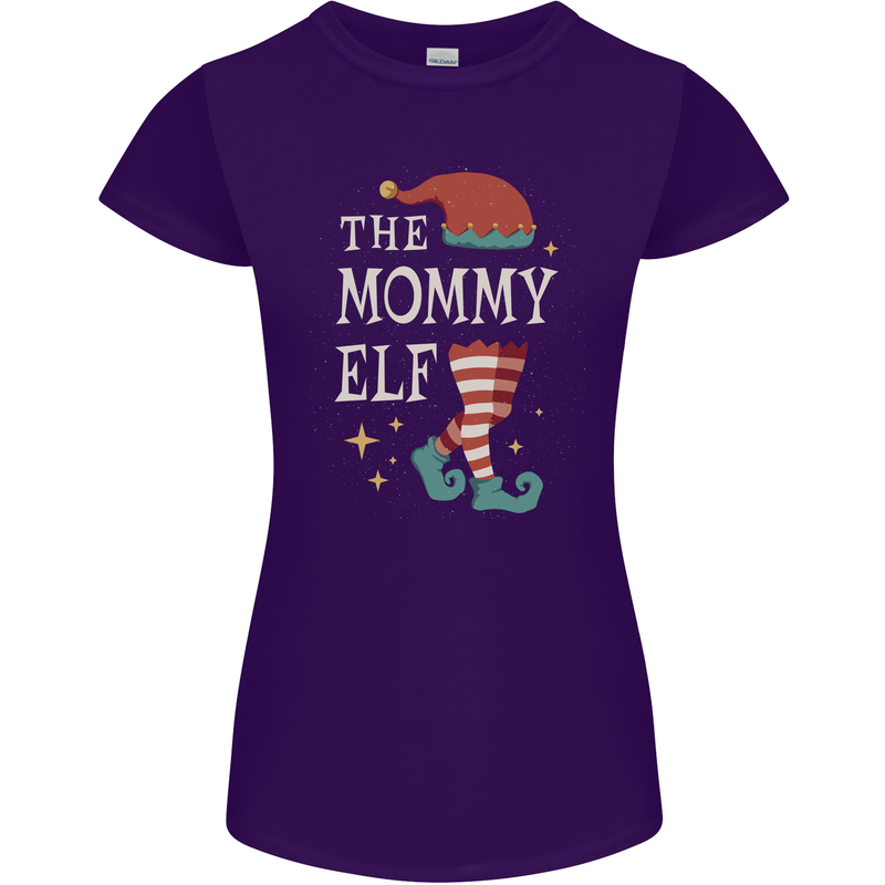 The Mommy Elf Funny Christmas Xmas Womens Petite Cut T-Shirt Purple