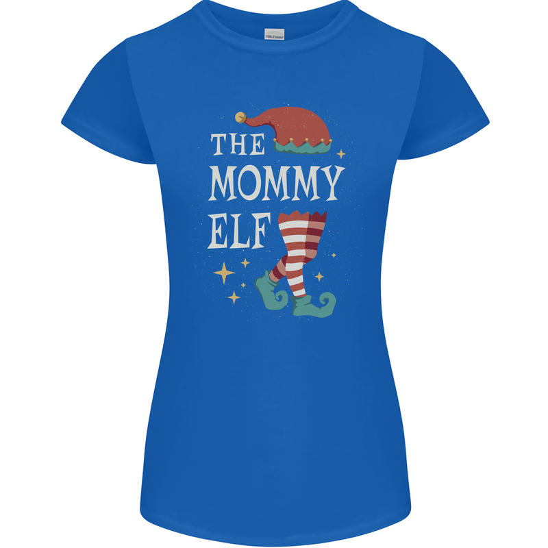 The Mommy Elf Funny Christmas Xmas Womens Petite Cut T-Shirt Royal Blue