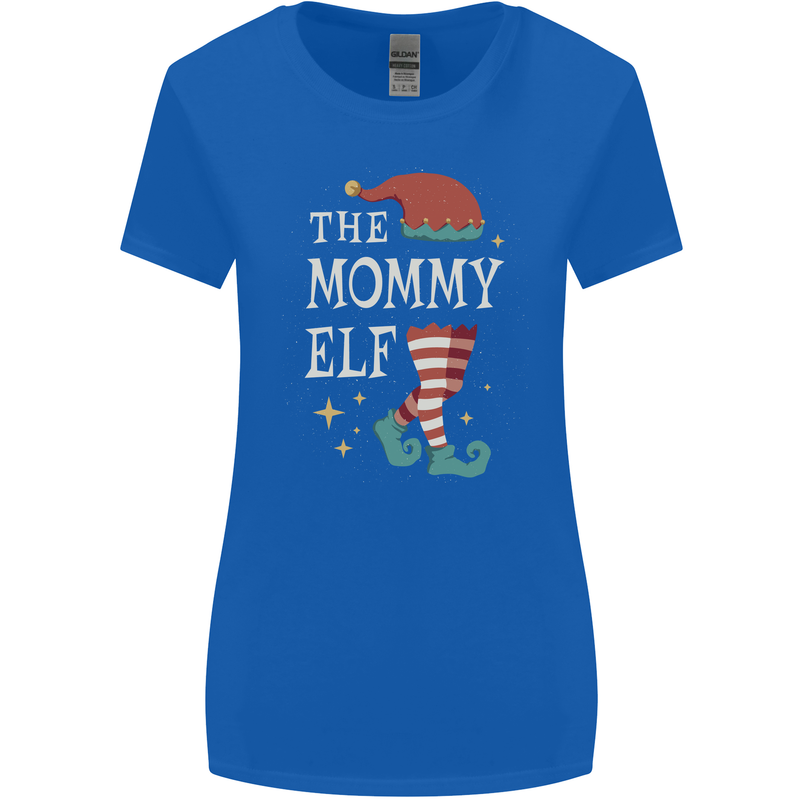 The Mommy Elf Funny Christmas Xmas Womens Wider Cut T-Shirt Royal Blue