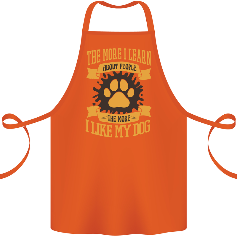 The More I Like My Dog Funny Cotton Apron 100% Organic Orange