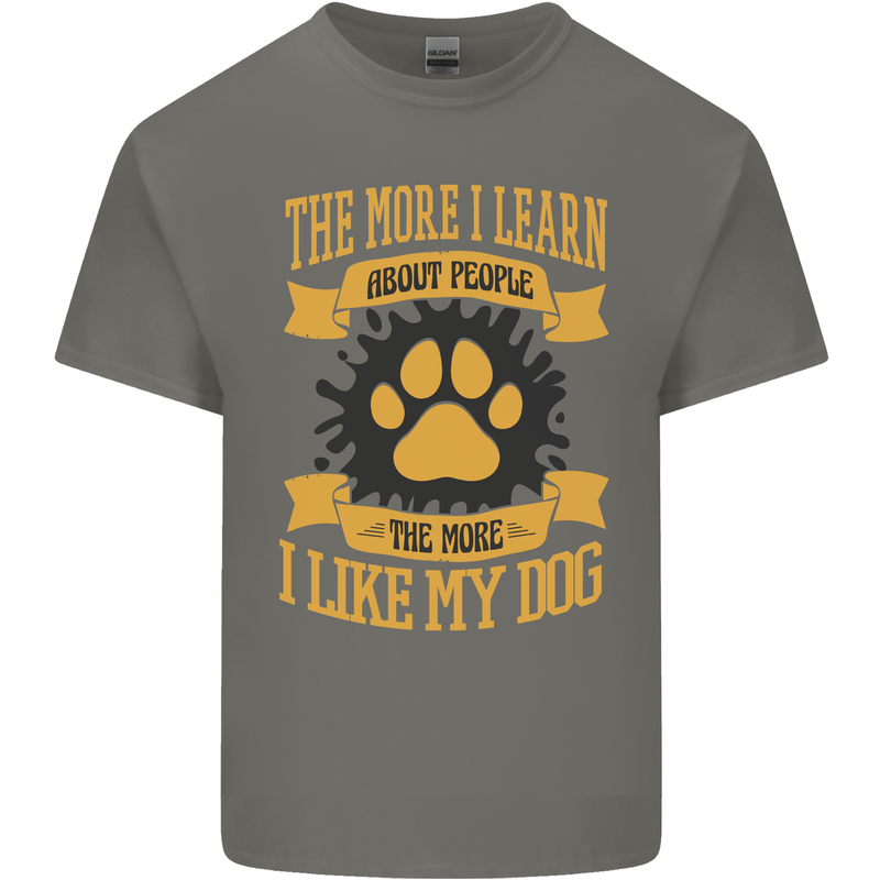 The More I Like My Dog Funny Kids T-Shirt Childrens Charcoal