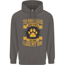 The More I Like My Dog Funny Mens 80% Cotton Hoodie Charcoal