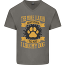 The More I Like My Dog Funny Mens V-Neck Cotton T-Shirt Charcoal