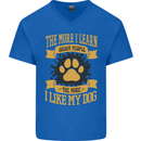 The More I Like My Dog Funny Mens V-Neck Cotton T-Shirt Royal Blue