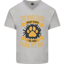 The More I Like My Dog Funny Mens V-Neck Cotton T-Shirt Sports Grey