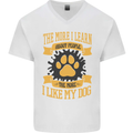 The More I Like My Dog Funny Mens V-Neck Cotton T-Shirt White