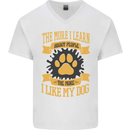 The More I Like My Dog Funny Mens V-Neck Cotton T-Shirt White