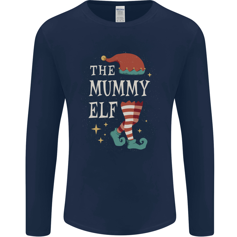 The Mummy Elf Funny Christmas Xmas Mens Long Sleeve T-Shirt Navy Blue