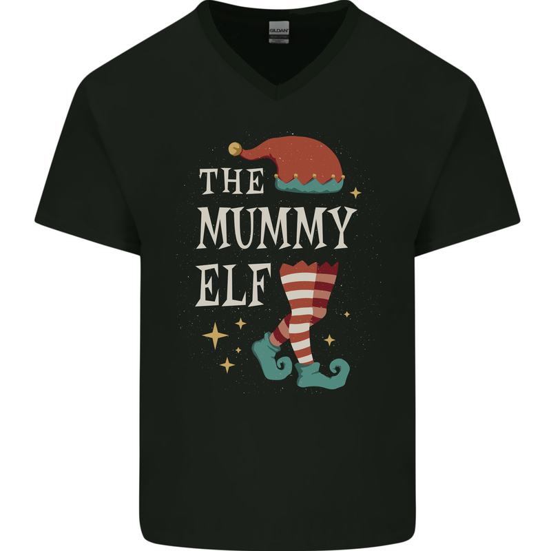 The Mummy Elf Funny Christmas Xmas Mens V-Neck Cotton T-Shirt Black