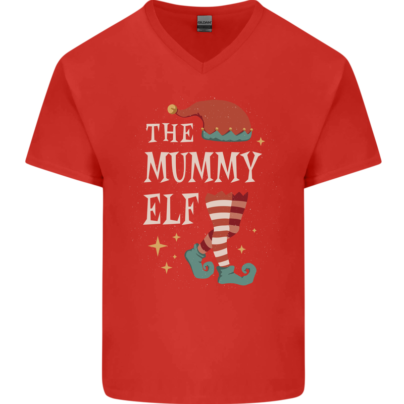 The Mummy Elf Funny Christmas Xmas Mens V-Neck Cotton T-Shirt Red