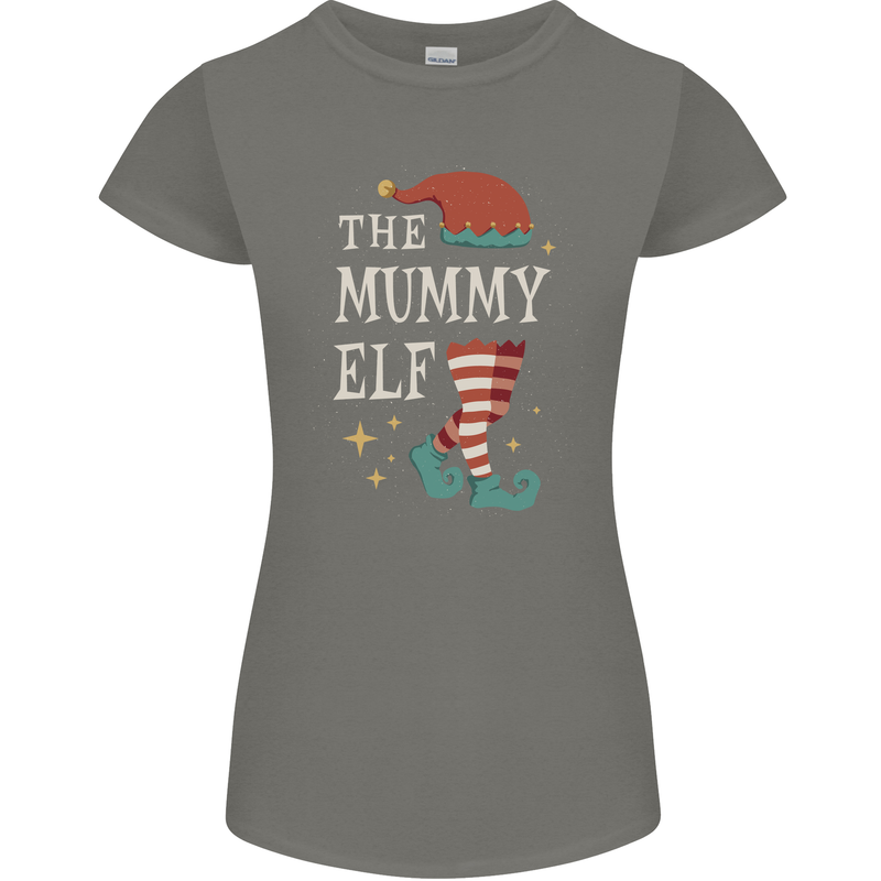 The Mummy Elf Funny Christmas Xmas Womens Petite Cut T-Shirt Charcoal