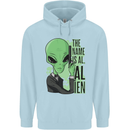 The Name is Al Alien Funny Movie Parody Mens 80% Cotton Hoodie Light Blue