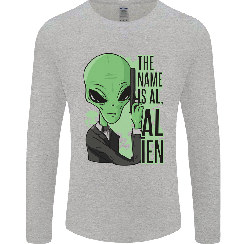 The Name is Al Alien Funny Movie Parody Mens Long Sleeve T-Shirt Sports Grey