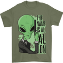 The Name is Al Alien Funny Movie Parody Mens T-Shirt 100% Cotton Military Green