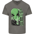 The Name is Al Alien Funny Movie Parody Mens V-Neck Cotton T-Shirt Charcoal