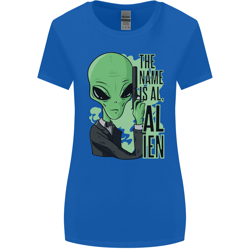 The Name is Al Alien Funny Movie Parody Womens Wider Cut T-Shirt Royal Blue
