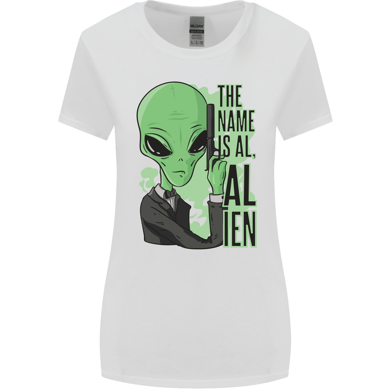 The Name is Al Alien Funny Movie Parody Womens Wider Cut T-Shirt White