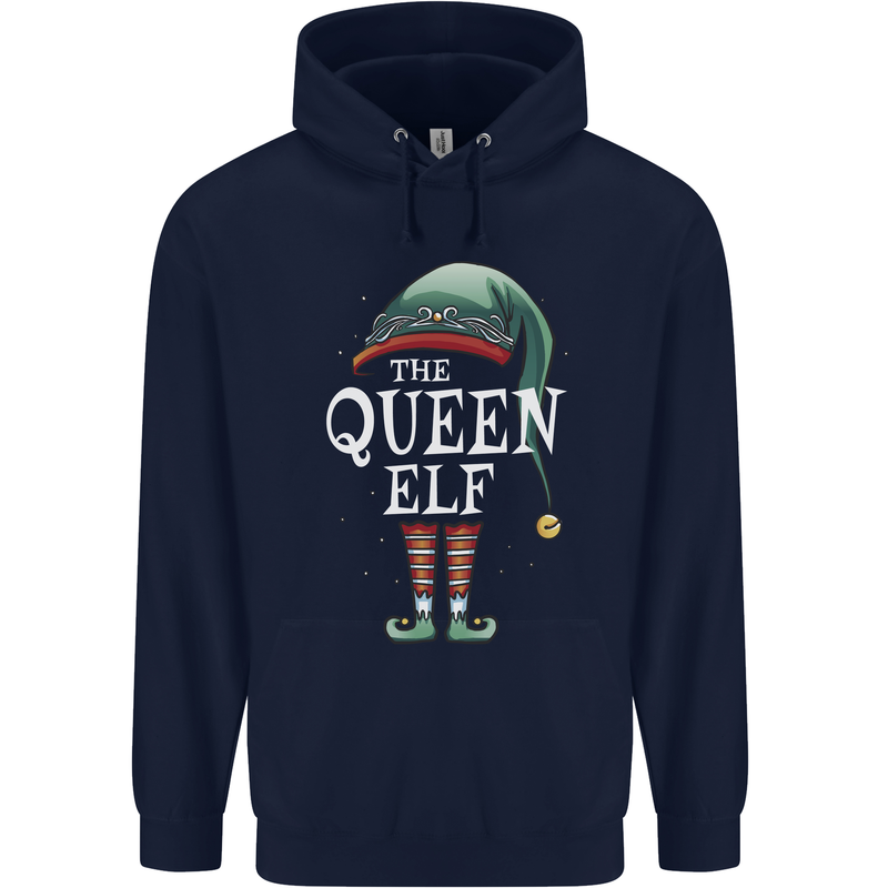 The Queen Elf Funny Christmas Xmas Childrens Kids Hoodie Navy Blue