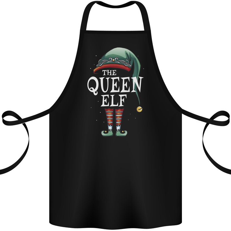 The Queen Elf Funny Christmas Xmas Cotton Apron 100% Organic Black