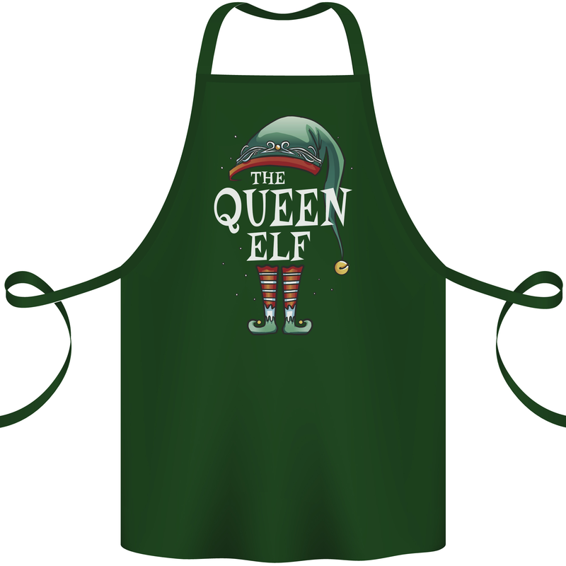 The Queen Elf Funny Christmas Xmas Cotton Apron 100% Organic Forest Green