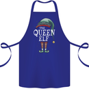 The Queen Elf Funny Christmas Xmas Cotton Apron 100% Organic Royal Blue