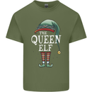 The Queen Elf Funny Christmas Xmas Mens Cotton T-Shirt Tee Top Military Green