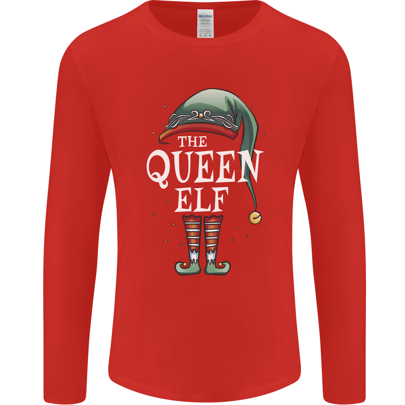 The Queen Elf Funny Christmas Xmas Mens Long Sleeve T-Shirt Red