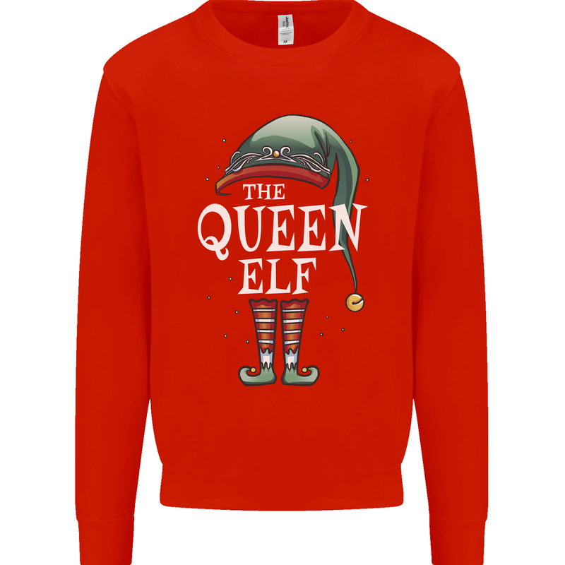 The Queen Elf Funny Christmas Xmas Mens Sweatshirt Jumper Bright Red