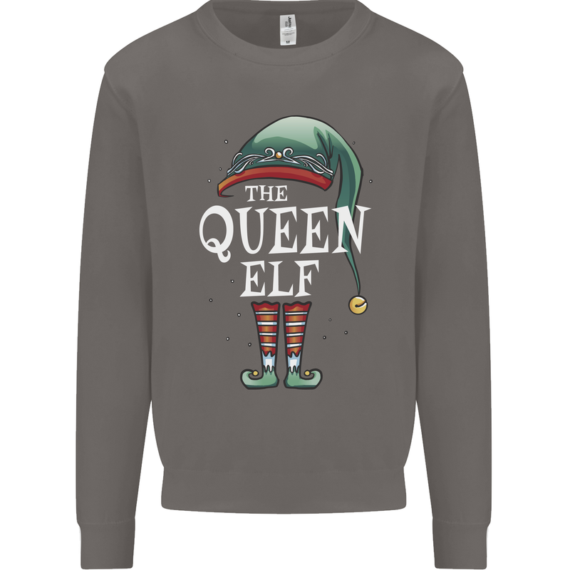 The Queen Elf Funny Christmas Xmas Mens Sweatshirt Jumper Charcoal