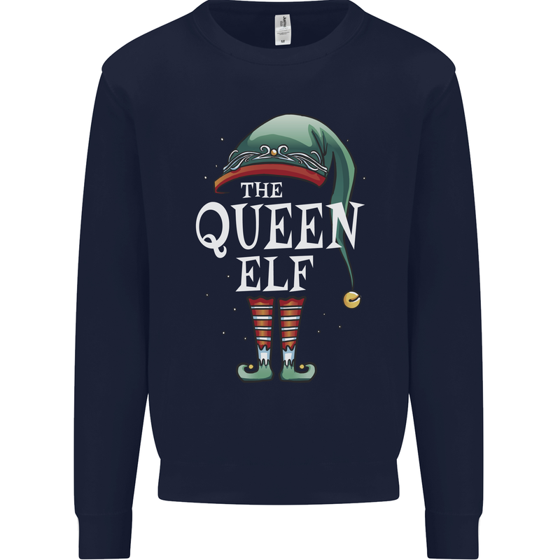 The Queen Elf Funny Christmas Xmas Mens Sweatshirt Jumper Navy Blue