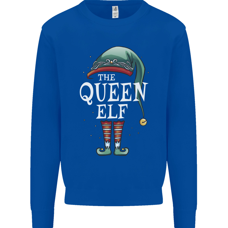 The Queen Elf Funny Christmas Xmas Mens Sweatshirt Jumper Royal Blue