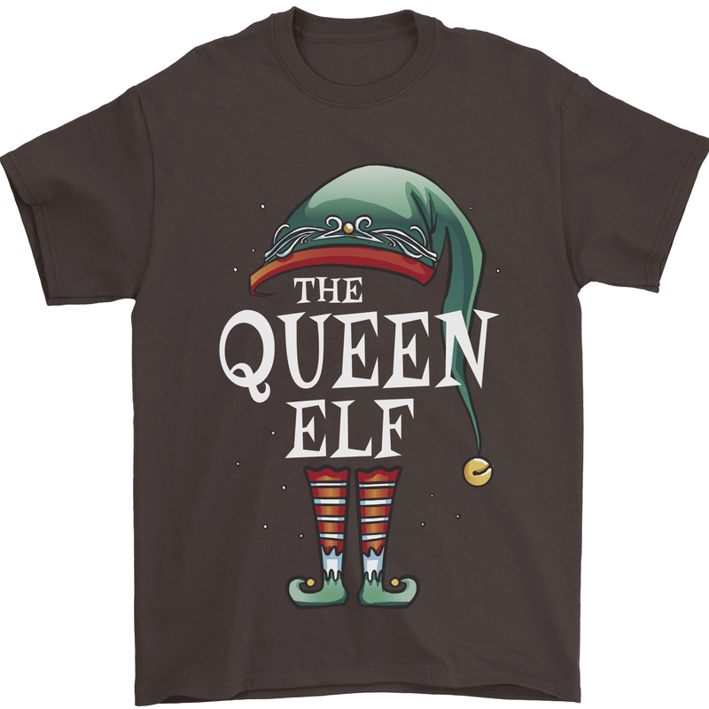The Queen Elf Funny Christmas Xmas Mens T-Shirt 100% Cotton Dark Chocolate