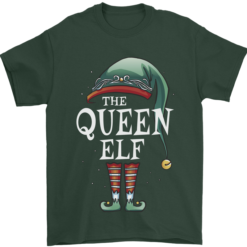 The Queen Elf Funny Christmas Xmas Mens T-Shirt 100% Cotton Forest Green