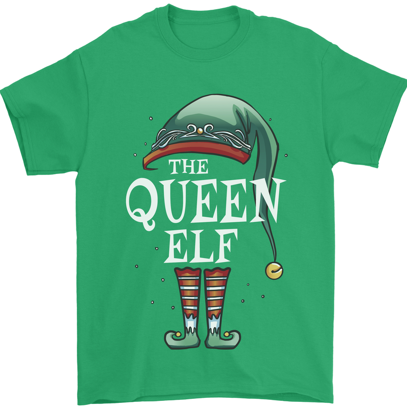 The Queen Elf Funny Christmas Xmas Mens T-Shirt 100% Cotton Irish Green