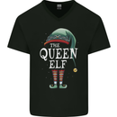 The Queen Elf Funny Christmas Xmas Mens V-Neck Cotton T-Shirt Black