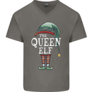 The Queen Elf Funny Christmas Xmas Mens V-Neck Cotton T-Shirt Charcoal