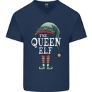 The Queen Elf Funny Christmas Xmas Mens V-Neck Cotton T-Shirt Navy Blue