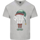 The Queen Elf Funny Christmas Xmas Mens V-Neck Cotton T-Shirt Sports Grey