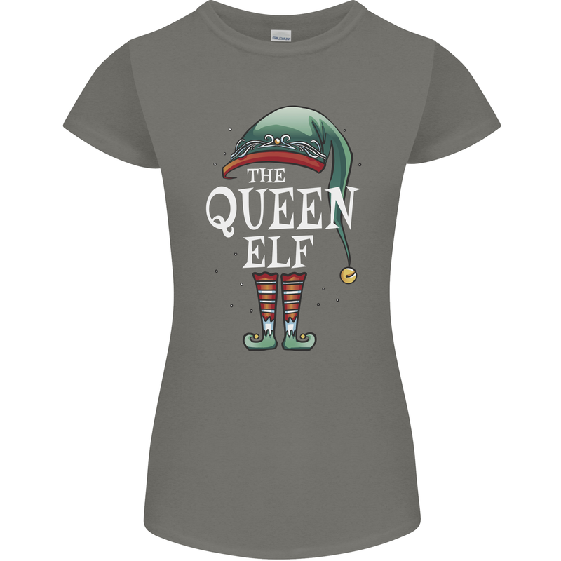 The Queen Elf Funny Christmas Xmas Womens Petite Cut T-Shirt Charcoal