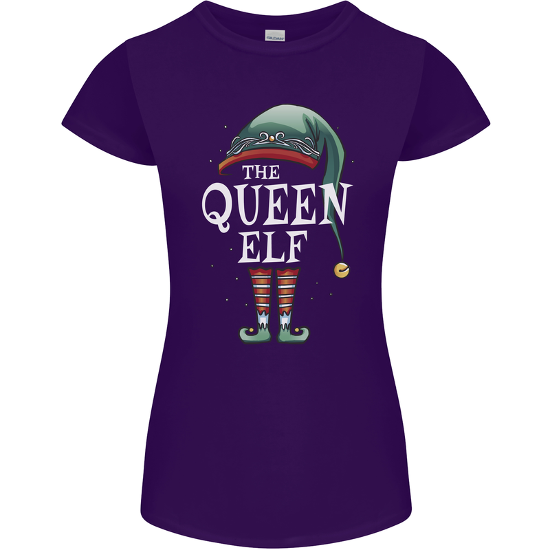 The Queen Elf Funny Christmas Xmas Womens Petite Cut T-Shirt Purple