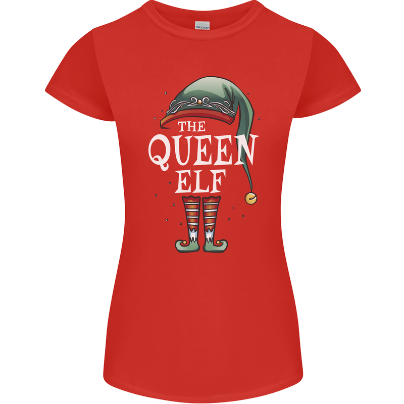 The Queen Elf Funny Christmas Xmas Womens Petite Cut T-Shirt Red