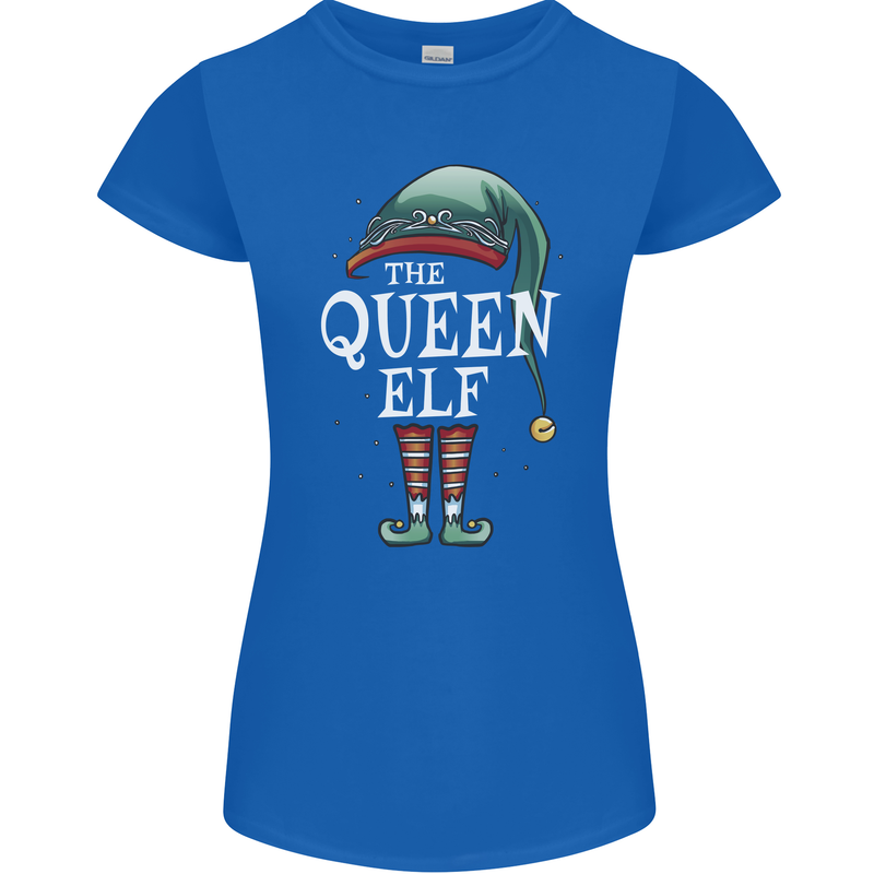 The Queen Elf Funny Christmas Xmas Womens Petite Cut T-Shirt Royal Blue