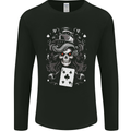 The Queen of Clubs Skull Mens Long Sleeve T-Shirt Black