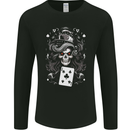 The Queen of Clubs Skull Mens Long Sleeve T-Shirt Black