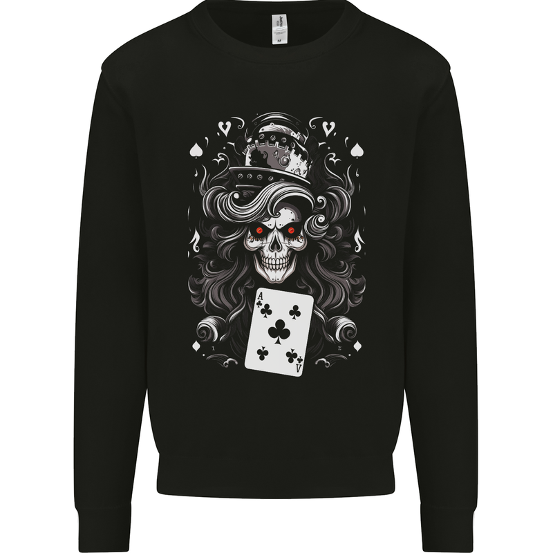 The Queen of Clubs Skull Mens Sweatshirt Jumper Black