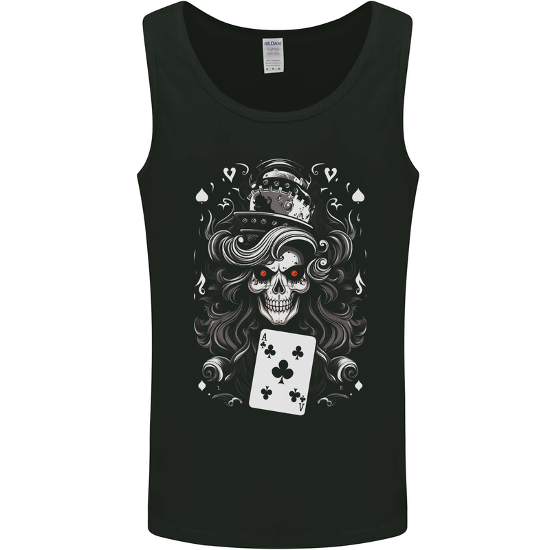 The Queen of Clubs Skull Mens Vest Tank Top Black