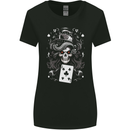 The Queen of Clubs Skull Womens Wider Cut T-Shirt Black