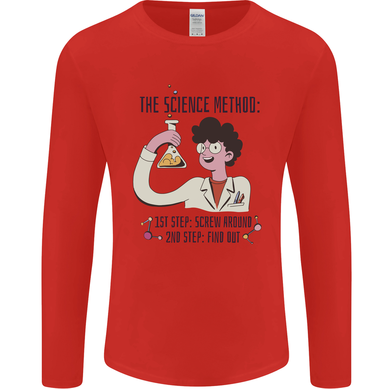 The Science Method Funny Chemistry Geek Mens Long Sleeve T-Shirt Red